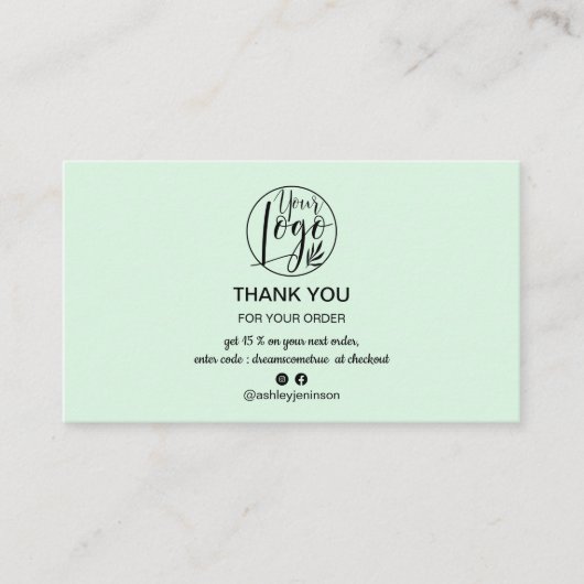 Eenvoudige mint groen minimalistische logo orde da visitekaartje (Voorkant)