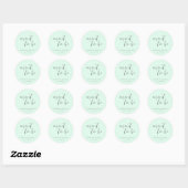Eenvoudige Mint Groene Elegante Bruiloft Ronde Sticker (Vel)