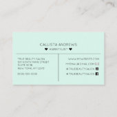 Eenvoudige  Mint Groene Harten Typografie Haar Visitekaartje (Achterkant)