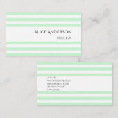Eenvoudige Mint Groene Pastel Strepen Geometrisch  Visitekaartje (Voorkant / Achterkant)