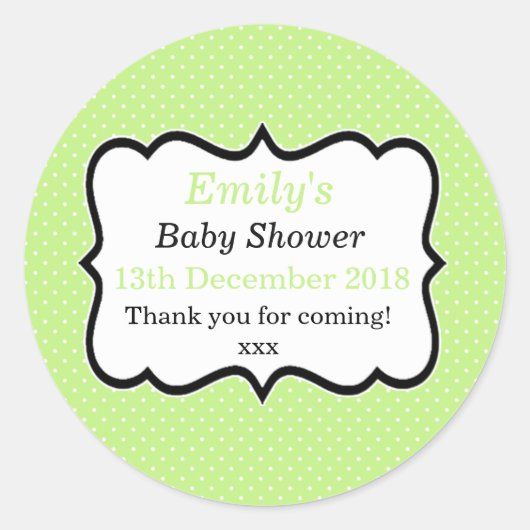 Eenvoudige mint groene unisex modern baby shower l ronde sticker (Voorkant)