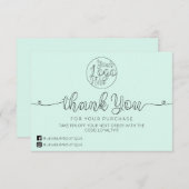 Eenvoudige Mint Handgeschreven Hearts Customer Bus Bedankkaart (Voorkant / Achterkant)