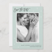 Eenvoudige Mint met Witte Stippen Foto Sla de datu Save The Date (Voorkant)