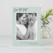 Eenvoudige Mint met Witte Stippen Foto Sla de datu Save The Date (Staand voorkant)