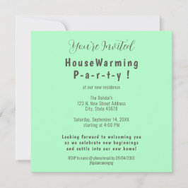 Eenvoudige Mint Seafoam Green Housewarming Uitnodi Aankondiging