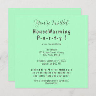 Eenvoudige Mint Seafoam Green Housewarming Uitnodi Aankondiging