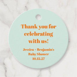 Eenvoudige Mint Sinaasappel Baby shower Custom Dan Bedankjes Labels