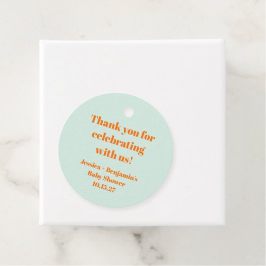 Eenvoudige Mint Sinaasappel Baby shower Custom Dan Bedankjes Labels (In situ)