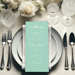 Eenvoudige Mint White Script Elegant Calligraphy G Menu