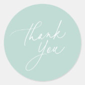 Eenvoudige mintgroen kalligrafie script dank u ronde sticker (Voorkant)