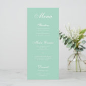 Eenvoudige Mintwitte Script Elegante Kalligrafie G Menu (Staand voorkant)
