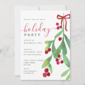 Eenvoudige Mistletoe Corporate Xmas Party Kaart (Voorkant)