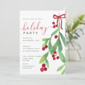 Eenvoudige Mistletoe Corporate Xmas Party Kaart (Staand voorkant)