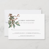 Eenvoudige Mistletoe Holiday Wedding RSVP Kaartje (Voorkant)