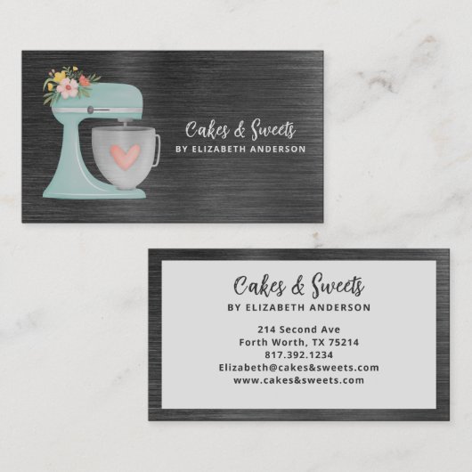 Eenvoudige mixer Floral Cake Visitekaartje (Voorkant / Achterkant)