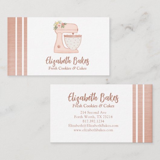 Eenvoudige mixer Floral Cake Visitekaartje (Voorkant / Achterkant)