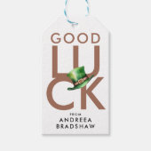 Eenvoudige Mocha Brown Succes Patrick's Day Pet Cadeaulabel (Voorkant)