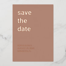 Eenvoudige Mocha Save the Date Roze Goud
