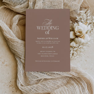 Eenvoudige Mocha Taupe   Luxe Neutrale Trouw Kaart