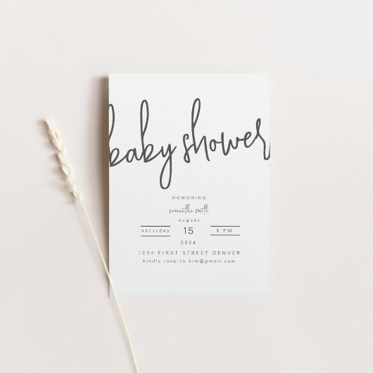 Eenvoudige Modern Baby shower Party Invitation Kaart