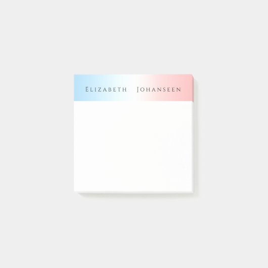 Eenvoudige Modern Blauw Roze Wit Schone Verloopnaa Post-it® Notes (Voorkant)