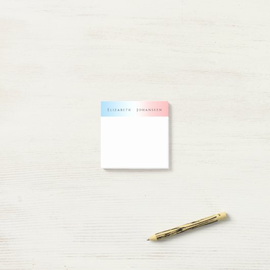 Eenvoudige Modern Blauw Roze Wit Schone Verloopnaa Post-it® Notes (Op bureau)