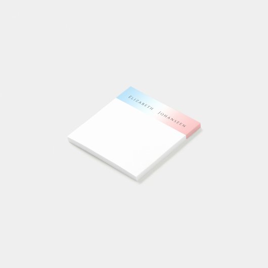 Eenvoudige Modern Blauw Roze Wit Schone Verloopnaa Post-it® Notes (Schuin)