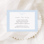 Eenvoudige Modern Blue Plaid Bow Boeken voor Baby Informatiekaartje