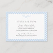 Eenvoudige Modern Blue Plaid Bow Boeken voor Baby Informatiekaartje (Voorkant)