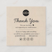 Eenvoudige Modern Cream Custom Logo Dank u Vierkante Visitekaartje (Voorkant)