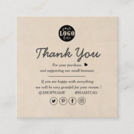 Eenvoudige Modern Cream Custom Logo Dank u Vierkante Visitekaartje