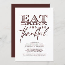Eenvoudige Modern Eat Drink Dankbare Thanksgiving
