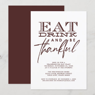 Eenvoudige Modern Eat Drink Dankbare Thanksgiving Kaart