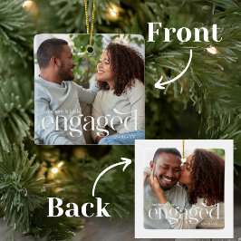 Eenvoudige Modern Engaged 2 foto's bewerkbare kleu Keramisch Ornament
