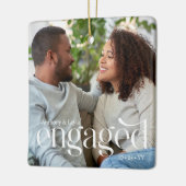 Eenvoudige Modern Engaged 2 foto's bewerkbare kleu Keramisch Ornament (Links)