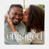 Eenvoudige Modern Engaged 2 foto's bewerkbare kleu Keramisch Ornament (Achterkant)