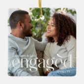 Eenvoudige Modern Engaged 2 foto's bewerkbare kleu Keramisch Ornament (Voorkant)