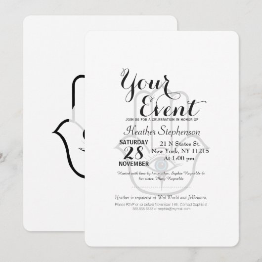 Eenvoudige Modern Hamsa Hand Fatima Kaart (Voorkant / Achterkant)