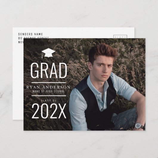 Eenvoudige Modern High School afstuderen aankondig Briefkaart (Voorkant / Achterkant)