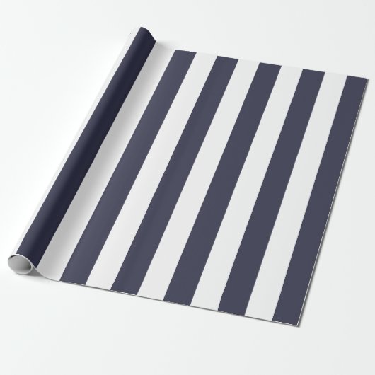 Eenvoudige Modern Midnight Blue Hanukkah Stripes Cadeaupapier (Uitgerold)