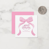 Eenvoudige Modern Minimal Christmas Bow Note Kaart Notitiekaartje (Voorkant / Achterkant in situ)