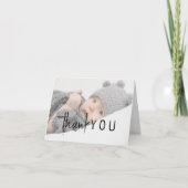Eenvoudige Modern Neutraal Baby shower Gevouwen Fo Bedankkaart (Voorkant)