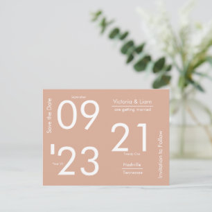 Eenvoudige Modern Peach Typografie Save the Date A Aankondigingskaart