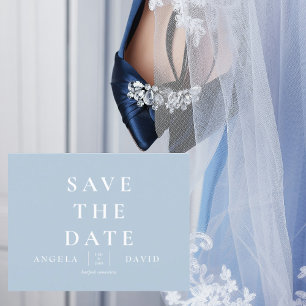 Eenvoudige Modern Sky Blue Wedding Save the Date Briefkaart