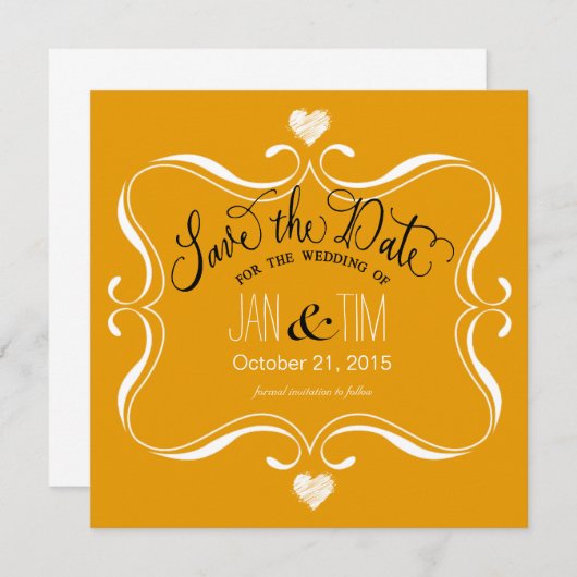 Eenvoudige Modern sparen de Datum | wit marigolet Save The Date (Voorkant / Achterkant)