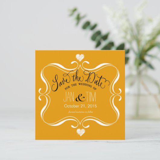 Eenvoudige Modern sparen de Datum | wit marigolet Save The Date (Staand voorkant)