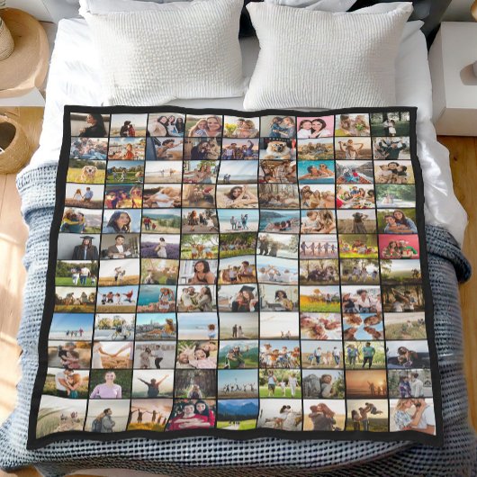 Eenvoudige moderne 108 fotocollage fleece deken