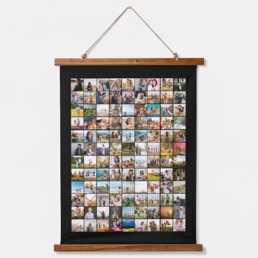 Eenvoudige moderne 108 fotocollage hangend wandkleed (Voorkant)