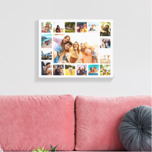 Eenvoudige moderne 17 foto collage canvas afdruk