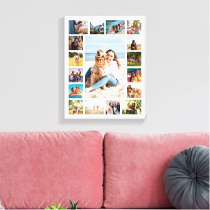 Eenvoudige moderne 17 foto collage canvas afdruk
